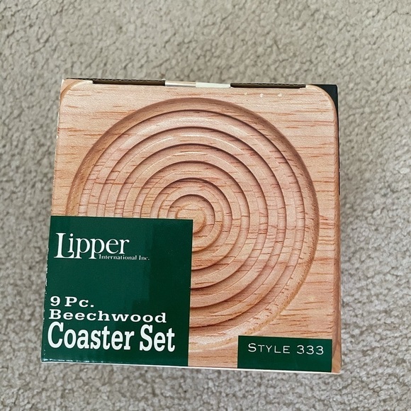Lipper Coaster set Beechwood 9 Pc Set Style 333 New in box - Picture 5 of 10